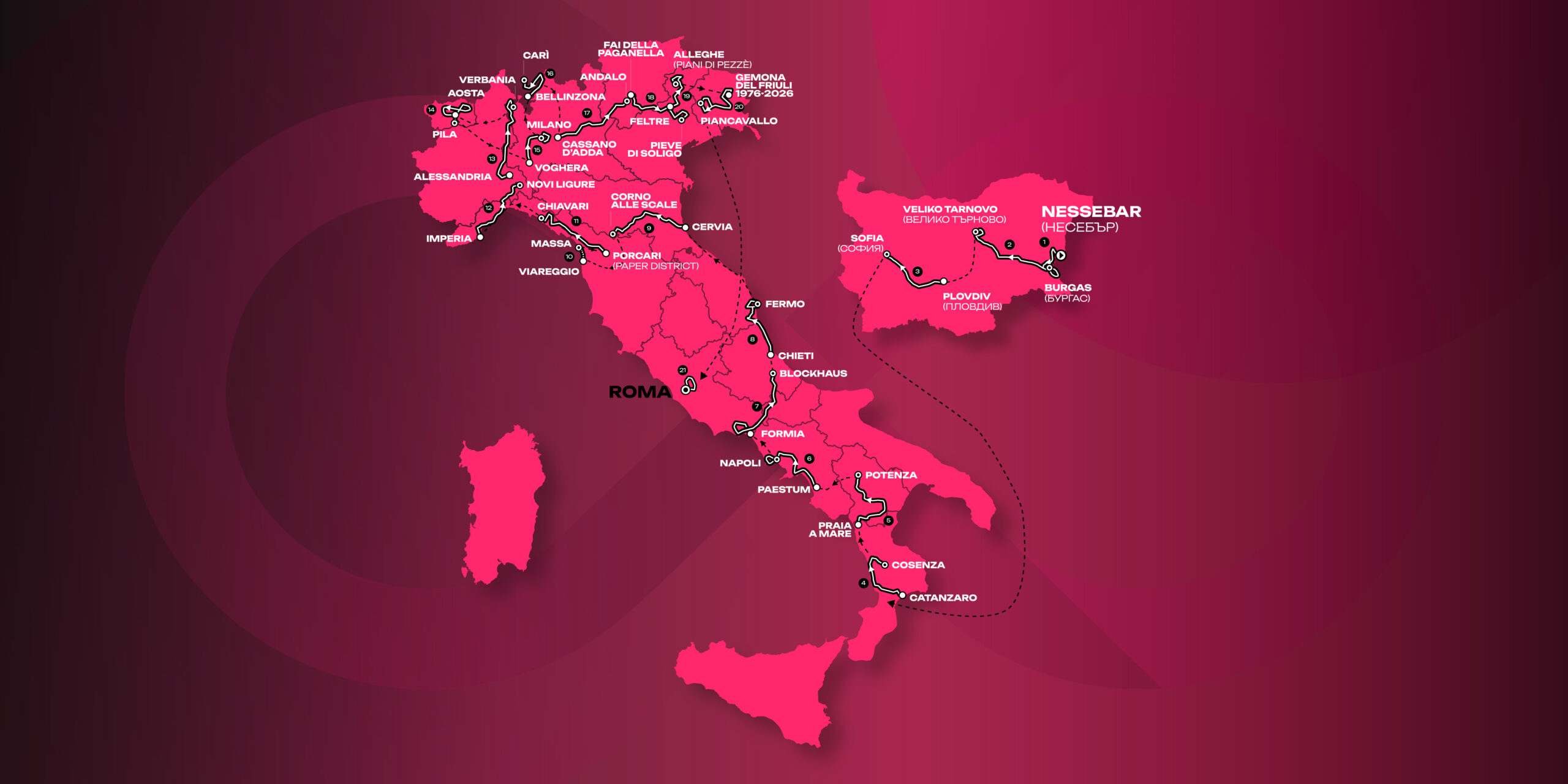 Giro d'Italia 2026: De Bulgaria a Roma, un exigente recorrido con 50.000  metros de desnivel | Giro d'Italia 2026